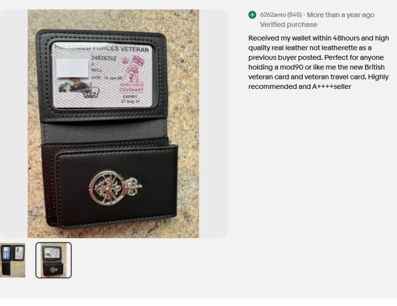 UK Armed Forces MOD90 ID Card Holder - Black Leather Wallet - Image 7