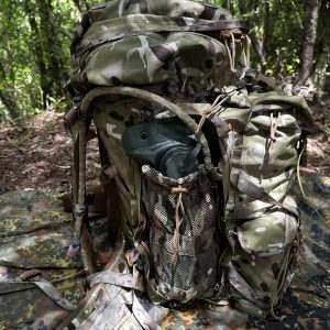 Once the side pouches are removed you get access to the mesh side pouches which are retained by elastic, an ideal place to stick your hydration bladder to keep hydrated on the go