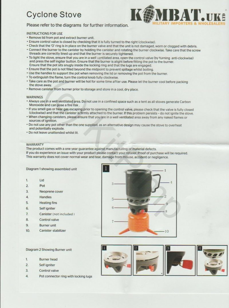 Kombat Cyclone Gas Cooker Stove UK w/ 1.1L Mug Pot Camo Black - Image 5