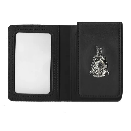 UK Armed Forces MOD90 ID Card Holder - Black Leather Wallet - Royal Marines Commandos