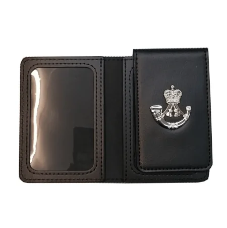 UK Armed Forces MOD90 ID Card Holder - Black Leather Wallet - The Rifles